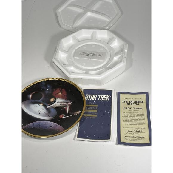 Star Trek Voyagers Collector's Plate 1993 USS‎ Enterprise + Certificate Hamilton - Picture 2 of 9
